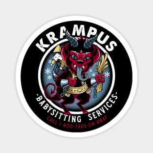 Krampus Babysitting Service - Creepy Cute Christmas - Goth Holiday Magnet